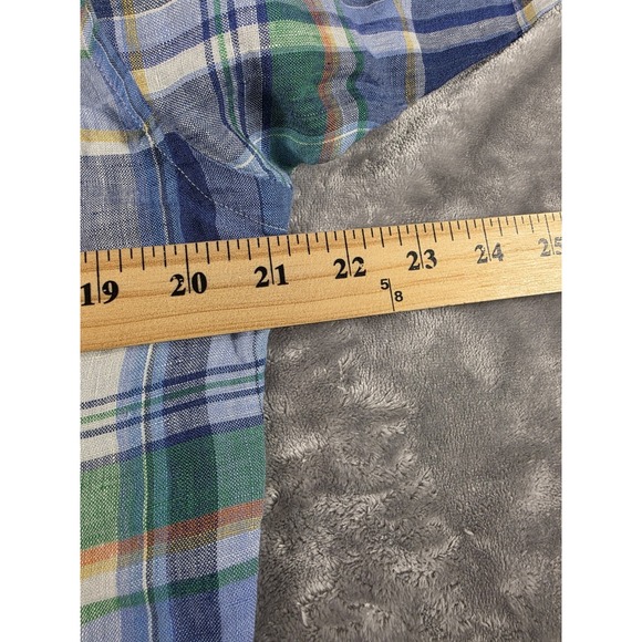 Polo Ralph Lauren Classic Fit Plaid Linen‎ Button Down Shirt Blue Mens Small NWT - Picture 7 of 8